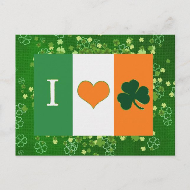 Postal St Patrics Day Green Shamrock Love (Anverso)