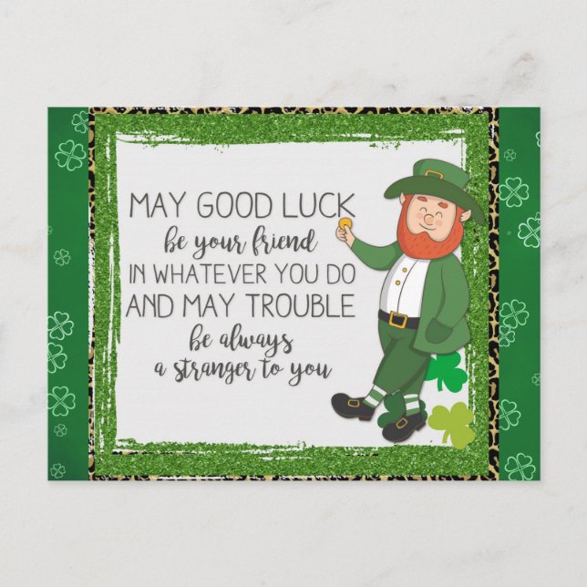 Postal St Patrics Day Leprechaun Green Shamrock (Anverso)