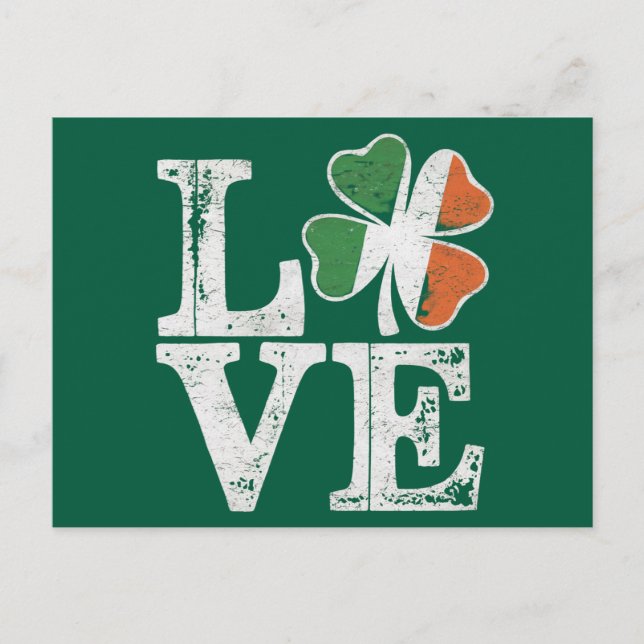 Postal St Patrics Day Love Lucky Irish Shamrock Green (Anverso)