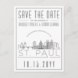 Postal St. Paul Boda | Estilizado Skyline Guardar la fech