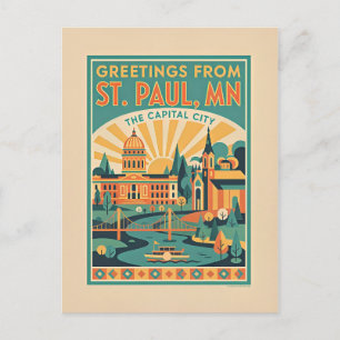 Postal ST PAUL MN Ciudad Capital Viaje Retro