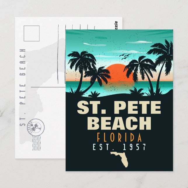 Postal St. Pete Beach Florida Retro Sunset Palm Tree 60 (Anverso / Reverso)