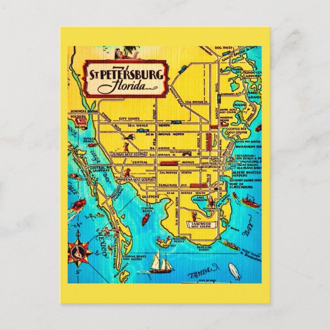 Postal St. Petersburg  Map Vintage Postcard (Anverso)