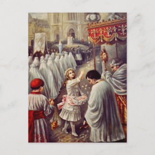 Postal St. Therese lanzando rosas Corpus Domini Arte Fino