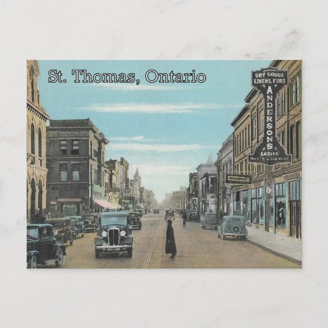Postal St. Thomas, Ontario - Calle Talbot c. 1935 (Anverso)