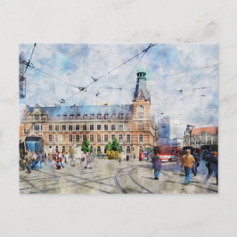 Postal Stadtansicht von Erfurt en Thüringen. Aquarell.