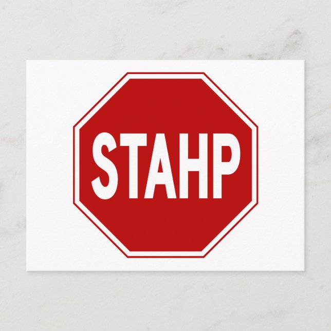Postal ¡STAHP! Cartel (Anverso)