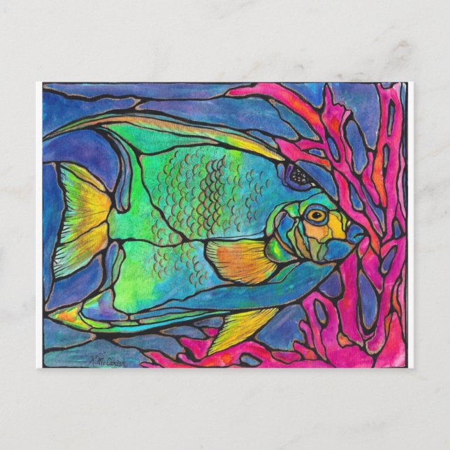 Postal Stainass Glass Angel Fish (Anverso)
