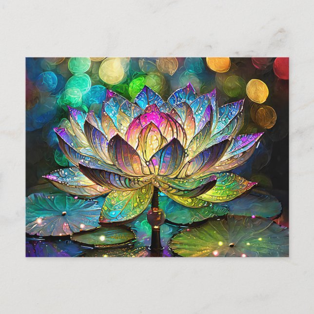 Postal Stained Glass Vibrant Lotus Flower (Anverso)