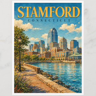 Postal Stamford Connecticut Puerto Skyline GeoSaga