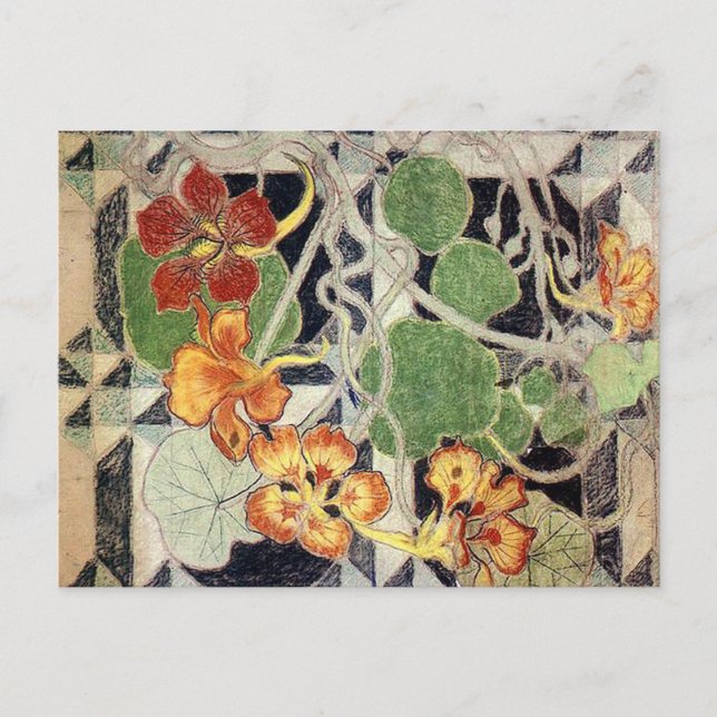 Postal Stanisław Wyspiański ~ Art Nouveau ~ Nasturcje (Anverso)