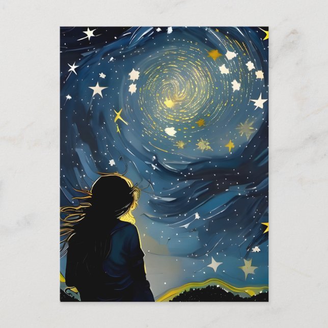 Postal Star Gazing Woman (Anverso)
