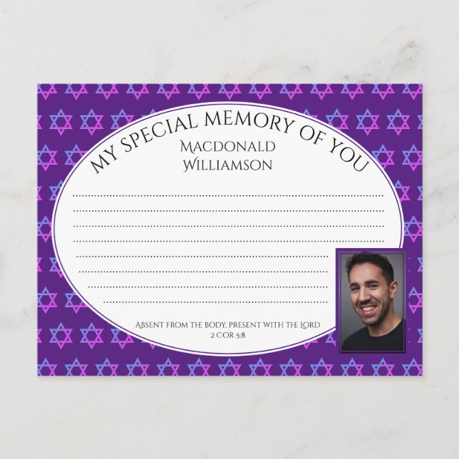 Postal Star of David SHARE A MEMORY Photo Card (Anverso)