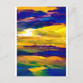 Postal Starbright Sun Seascape Ocean Waves Art