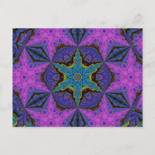 Postal Starburst Blue Snowflake Kaleidoscopic Mandala