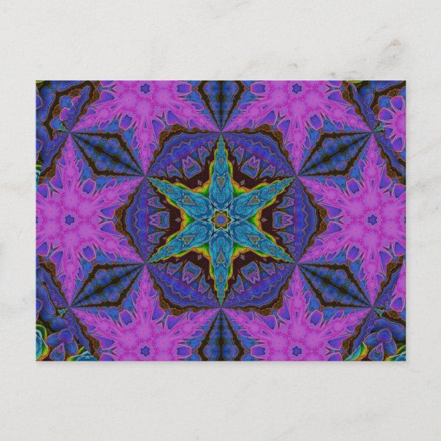 Postal Starburst Blue Snowflake Kaleidoscopic Mandala (Anverso)