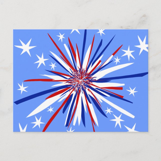 Postal Starburst rojo blanco y azul (Anverso)