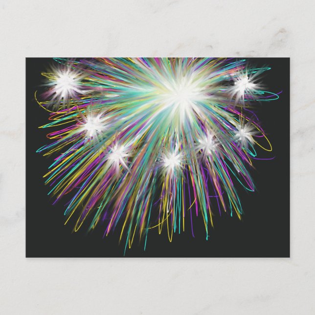 Postal Starburst Stars Colorful Funky Space Neon Art (Anverso)