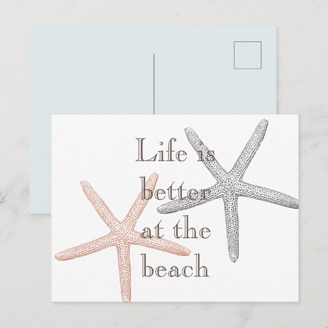 Postal Starfish Beach Blue (Anverso / Reverso)