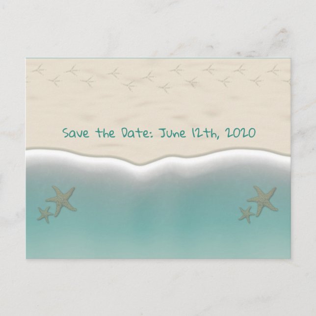 Postal Starfish Beach Sandy Shore Save the Date Postcards (Anverso)