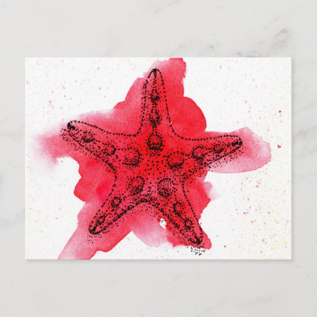 Postal Starfish de color de agua (Anverso)
