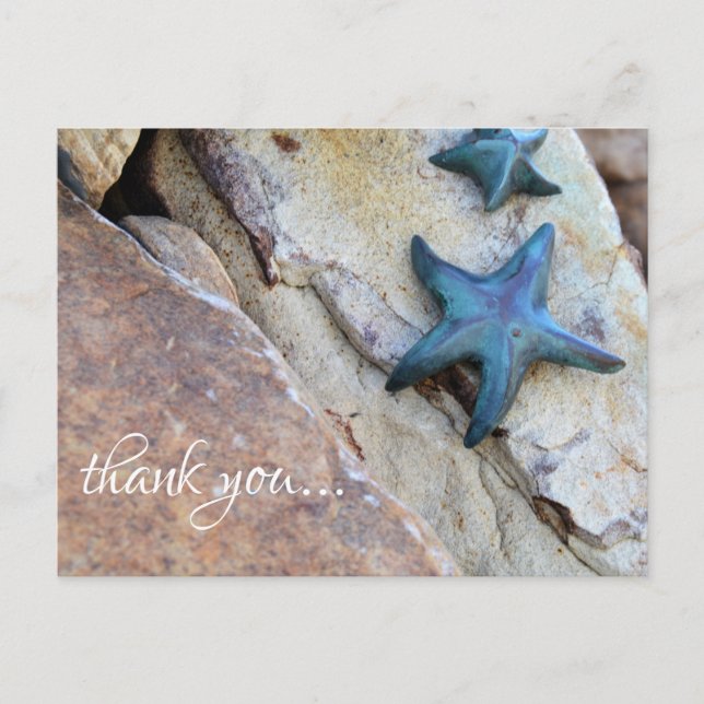 Postal Starfish en Rocky Background Beach Gracias (Anverso)
