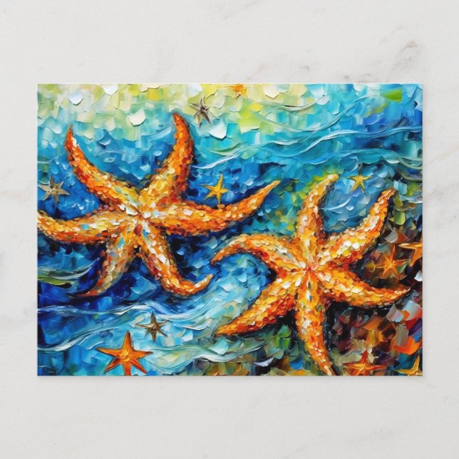 Postal Starfish in Swirling Underwater Oil Painting (Anverso)