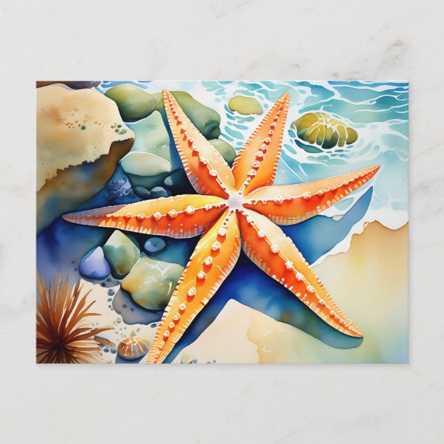 Postal Starfish Serenity Watercolor (Anverso)