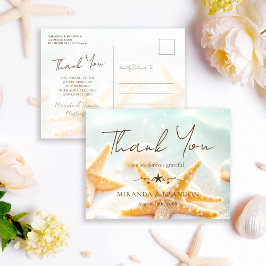 Postal Starfish Shells Ocean Beach Wedding Thank You