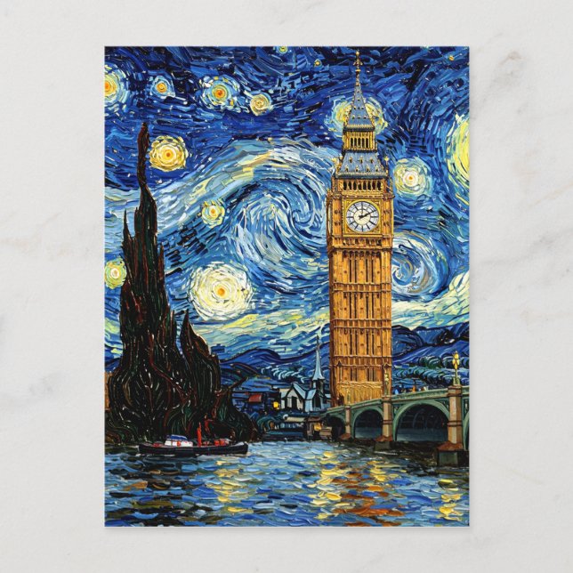 Postal Starry Night Big Ben London Inglaterra (Anverso)