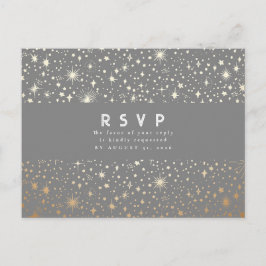 Postal Starry Night Gray and Gold Wedding RSVP