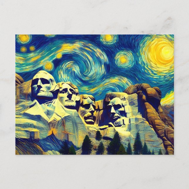 Postal Starry Night Mt. Rushmore Dakota del Sur (Anverso)