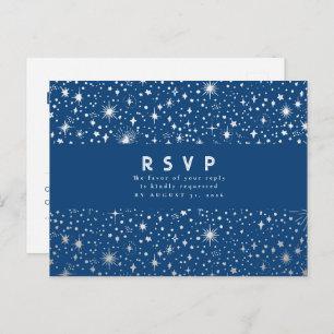 Postal Starry Night Navy Blue Wedding RSVP
