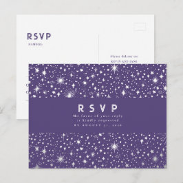 Postal Starry Night Purple and Silver Wedding RSVP