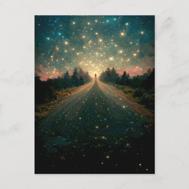 Postal Starry Road Fantasy Paisaje Sci-Fi (Anverso)