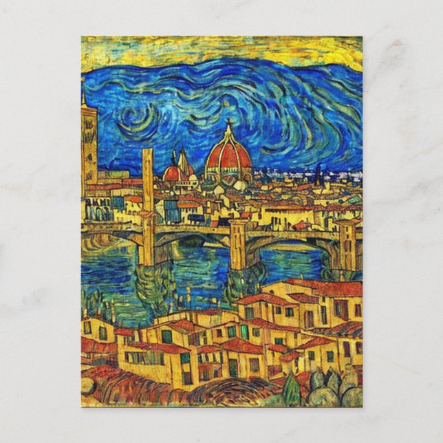 Postal Starry Starry Night Florence Italia (Anverso)