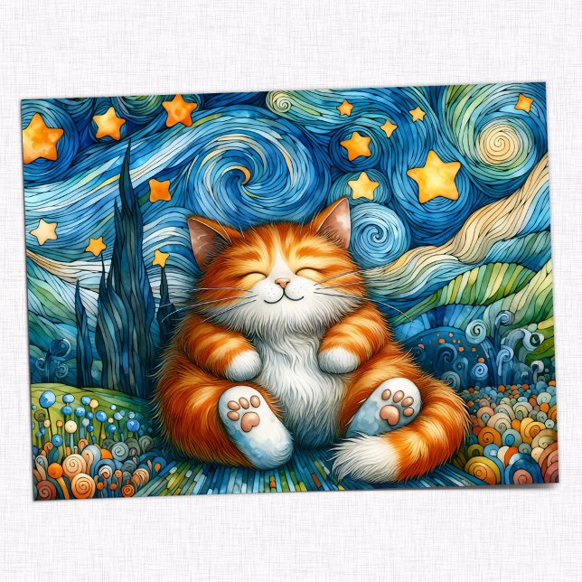 Postal Starry Whiskers Cat (Subido por el creador)