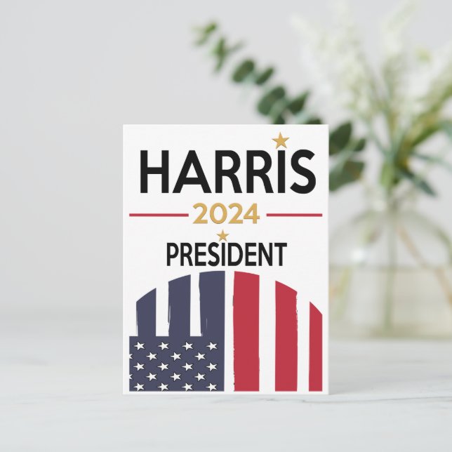Postal Stars and Stripes Harris para presidente (Anverso de pie)