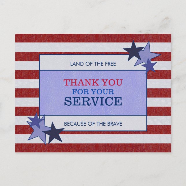 Postal Stars Stripes Leather Patriotic Veteran Gracias (Anverso)