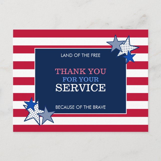 Postal Stars Stripes Patriotic VeterService Gracias  (Anverso)