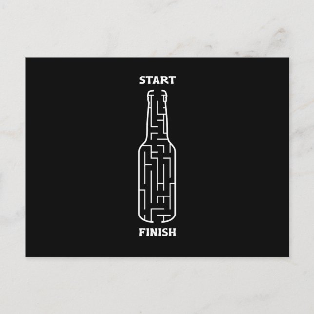 Postal Start Finish Beer Bottle Labyrinth Maze Beer Lover (Anverso)