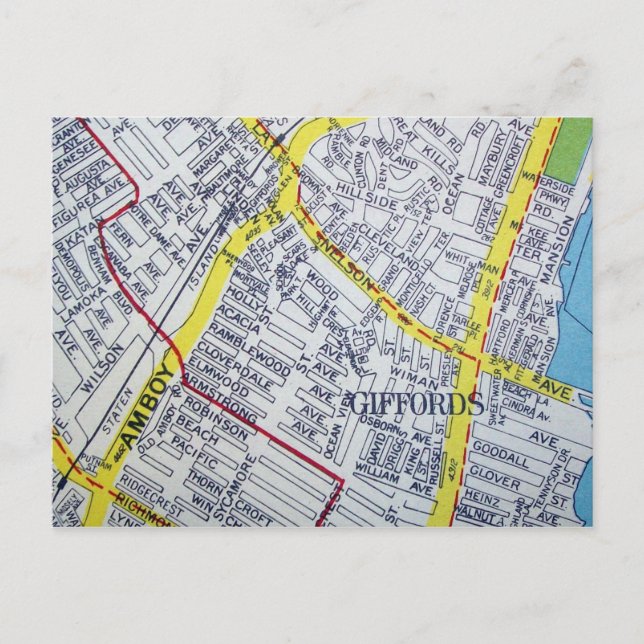 Postal Staten Island, NY Vintage Map (Anverso)