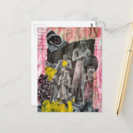 Postal Statues of People mixed media collage