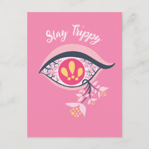 Postal Stay Trippy Ojo Psicodelic Floral Rosa