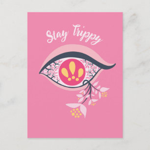 Postal Stay Trippy Ojo Psicodelic Floral Rosa