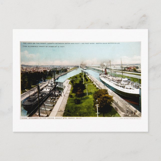 Postal Steamer in the Locks, Sault Ste.Marie, Michigan (Anverso)