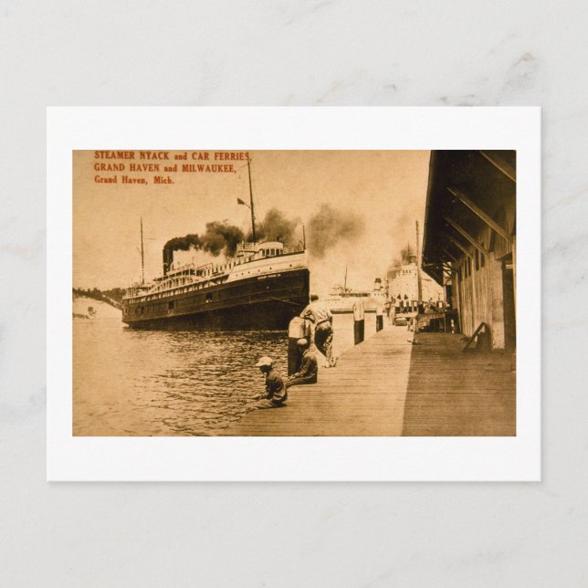 Postal Steamer Nyack y Car Ferries, Grand Haven, MI (Anverso)