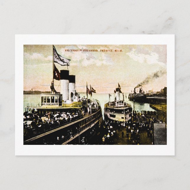 Postal Steamers de Excursión, Detroit, Michigan (Anverso)
