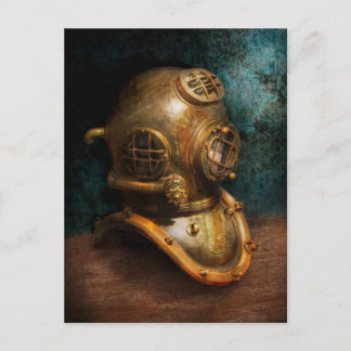 Postal Steampunk - Buceo - El casco de buceo