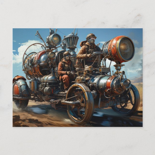 Postal Steampunk Cross Country Car Race (Anverso)